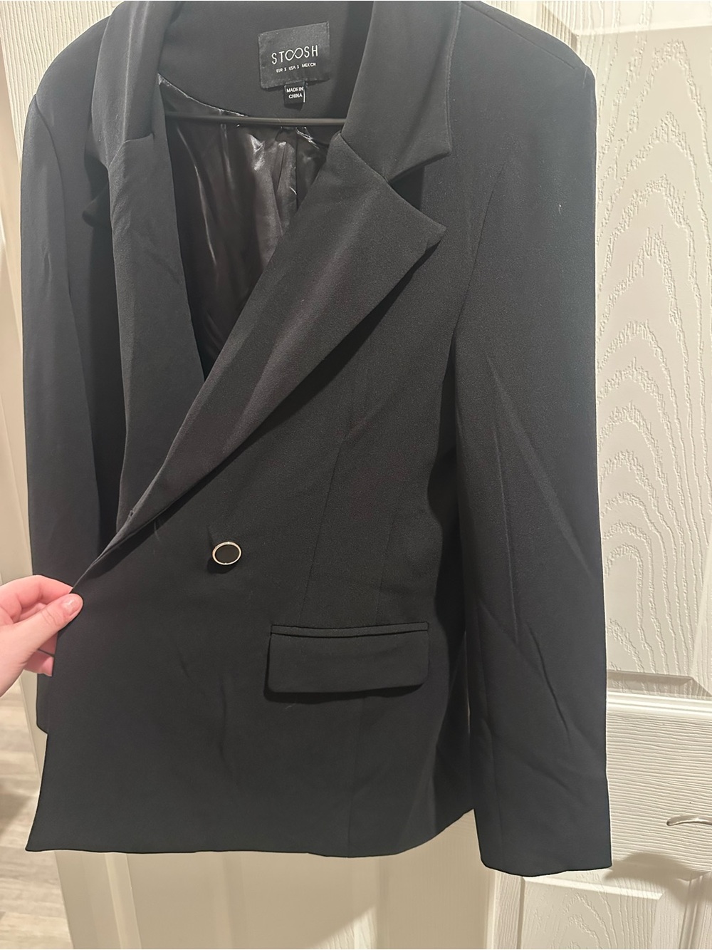 Stoosh Women's Black Blazer with Ring-Button Detail - Picture 3 of 4